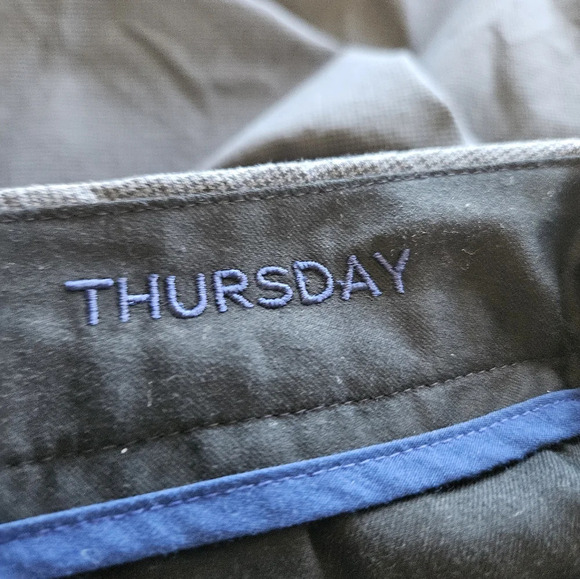 Bonobos Thursday Slim Mens Pants sz 40x32 Small Plaid Grays & Blues Pockets - Picture 8 of 10